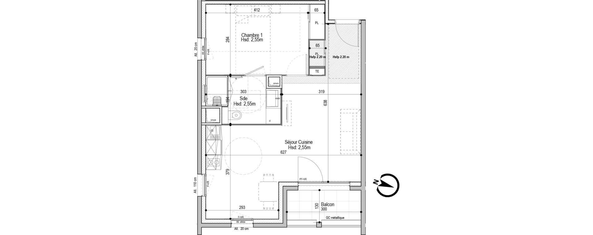 Appartement T2 meubl&eacute; de 46,53 m2 &agrave; D&eacute;cines-Charpieu Centre