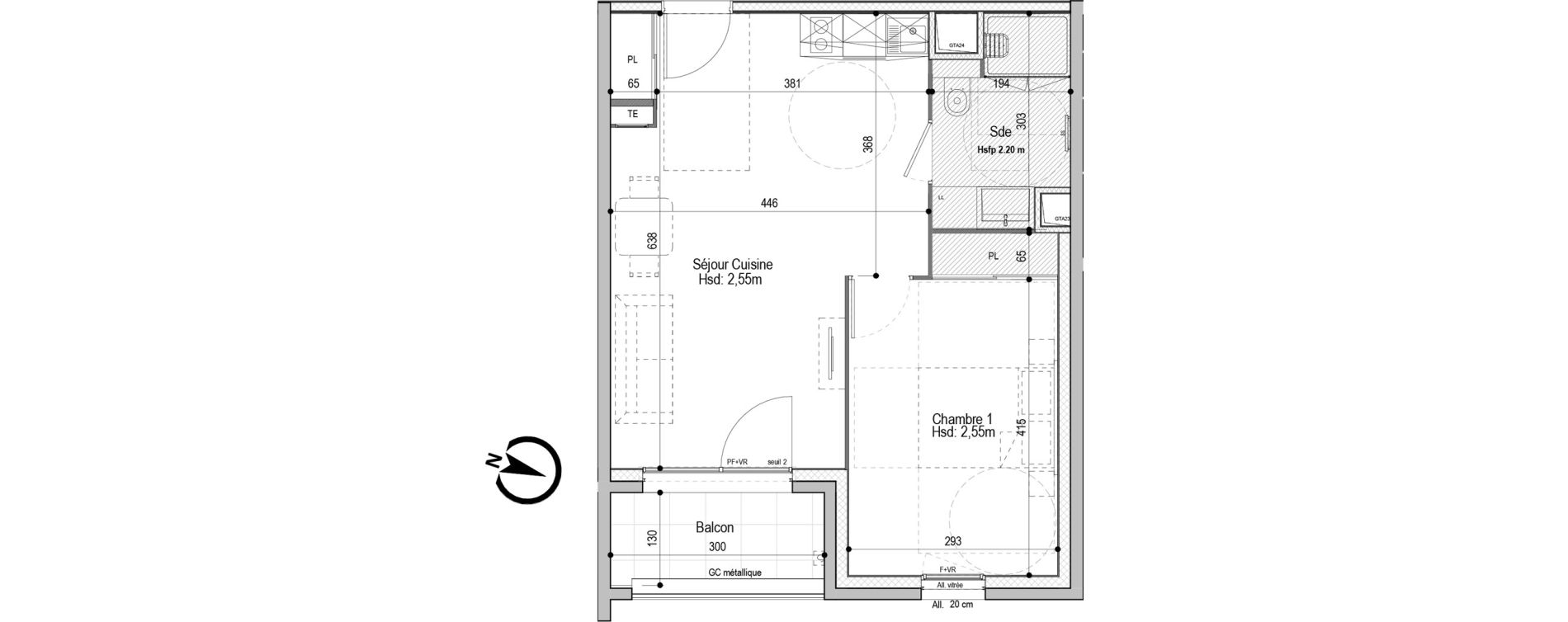 Appartement T2 meubl&eacute; de 43,42 m2 &agrave; D&eacute;cines-Charpieu Centre