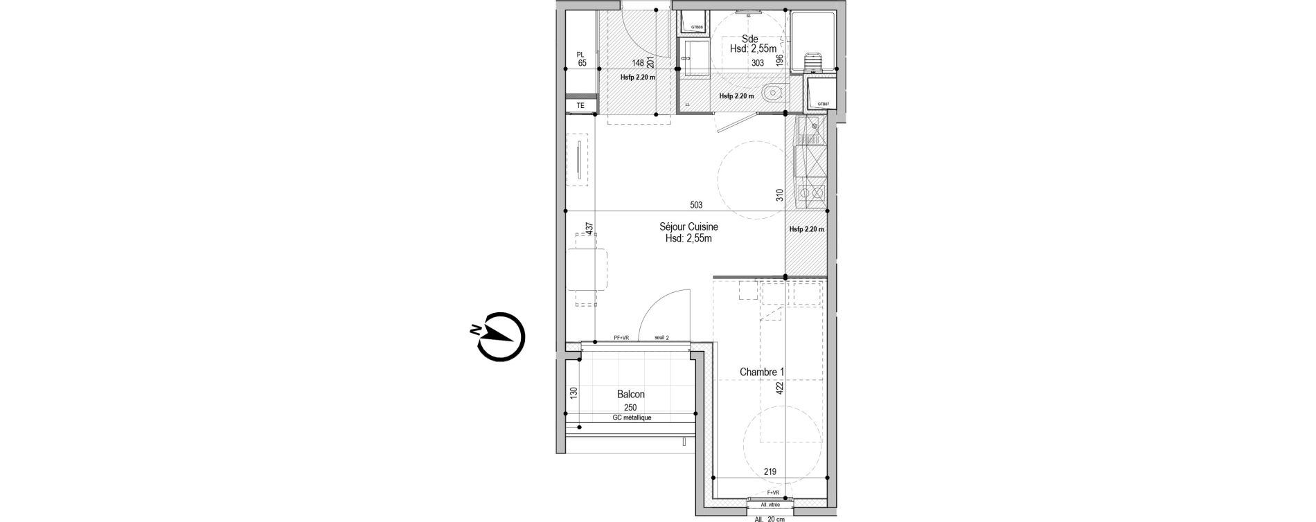 Appartement T1 bis meubl&eacute; de 37,58 m2 &agrave; D&eacute;cines-Charpieu Centre