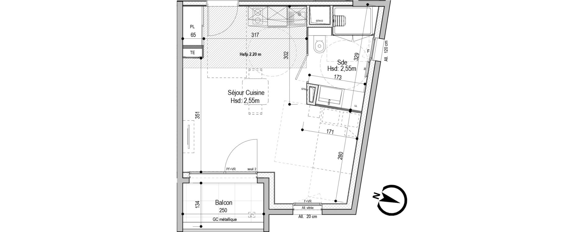 Appartement T1 meubl&eacute; de 29,79 m2 &agrave; D&eacute;cines-Charpieu Centre