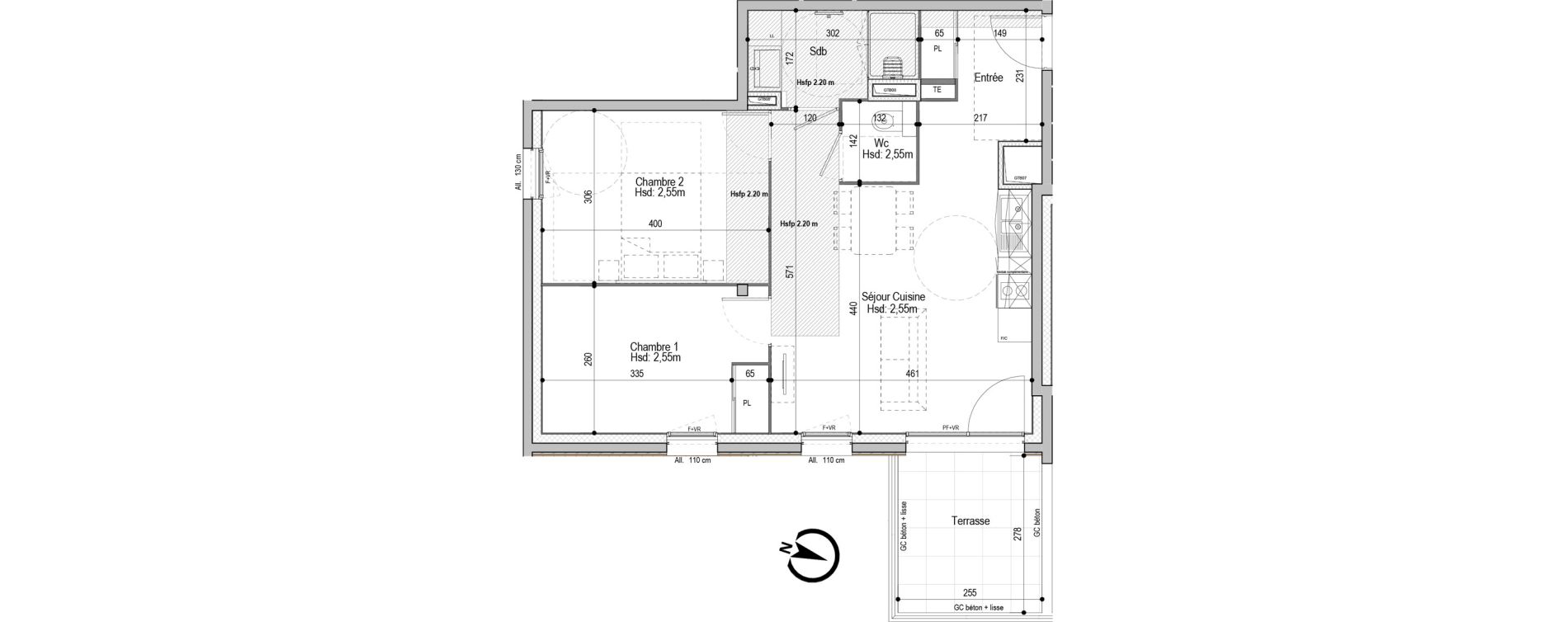 Appartement T3 meubl&eacute; de 56,51 m2 &agrave; D&eacute;cines-Charpieu Centre
