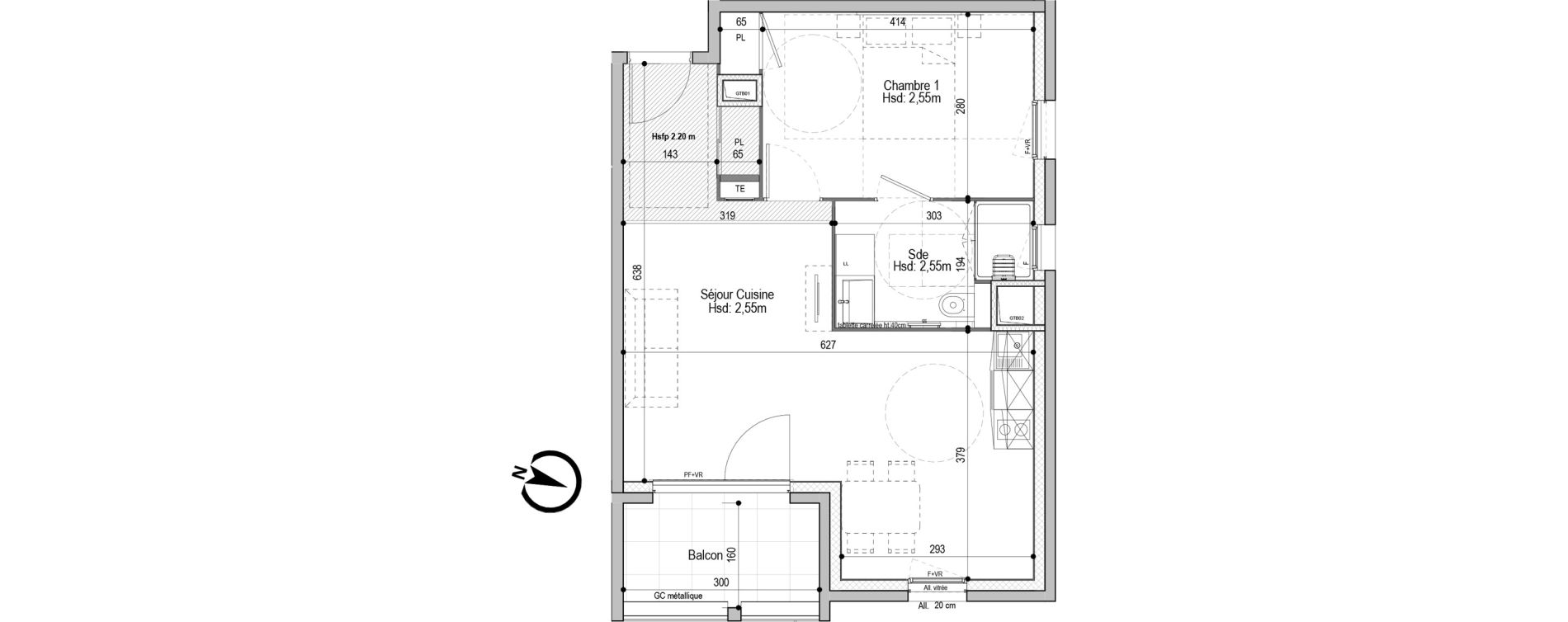 Appartement T2 meubl&eacute; de 46,55 m2 &agrave; D&eacute;cines-Charpieu Centre