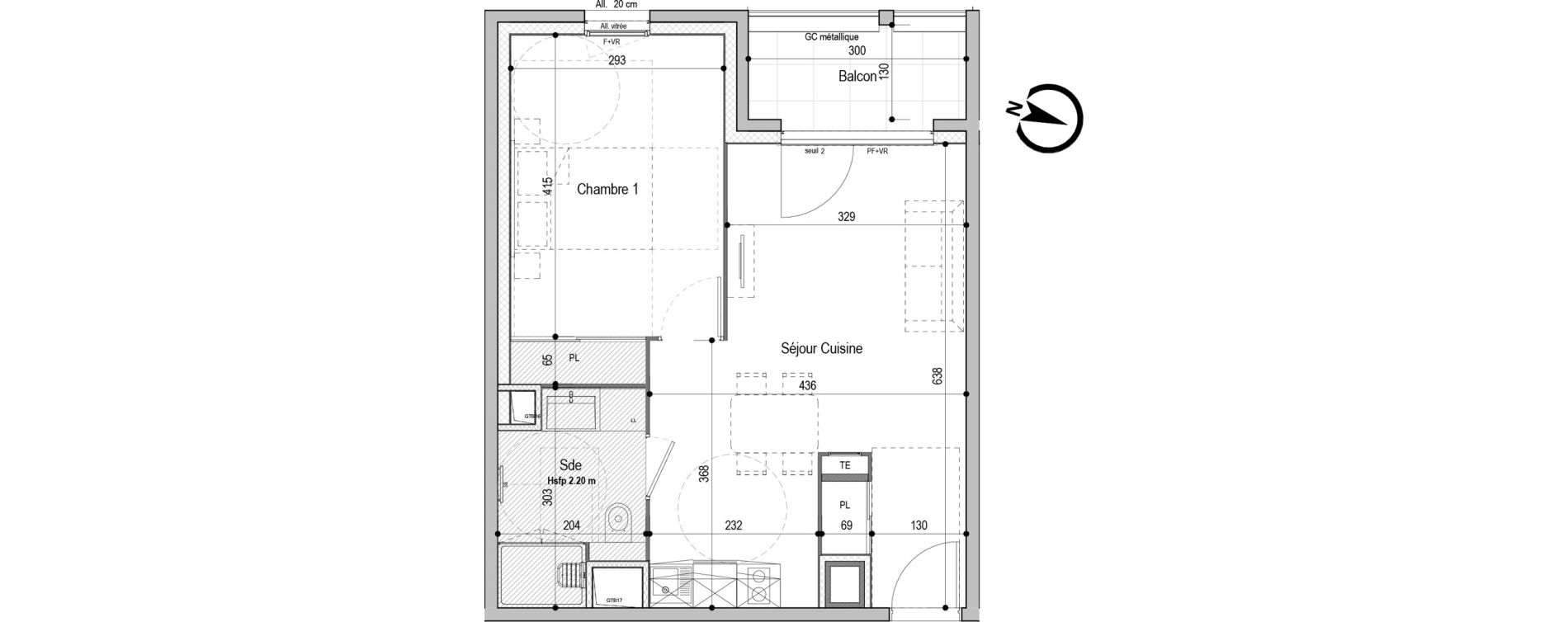 Appartement T2 meubl&eacute; de 42,67 m2 &agrave; D&eacute;cines-Charpieu Centre
