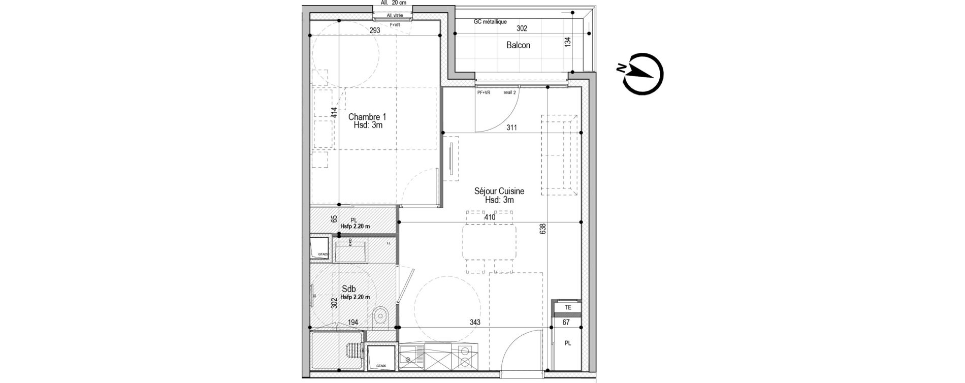 Appartement T2 meubl&eacute; de 41,66 m2 &agrave; D&eacute;cines-Charpieu Centre