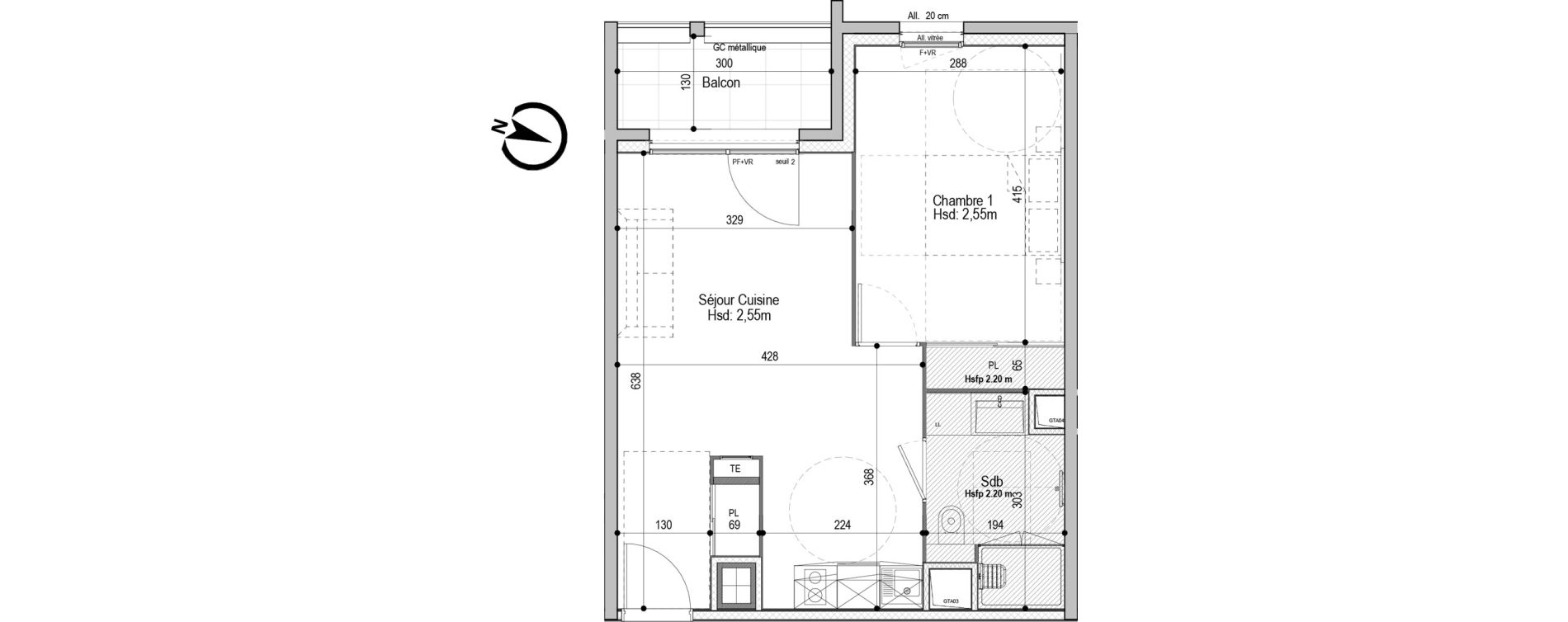 Appartement T2 meubl&eacute; de 42,25 m2 &agrave; D&eacute;cines-Charpieu Centre