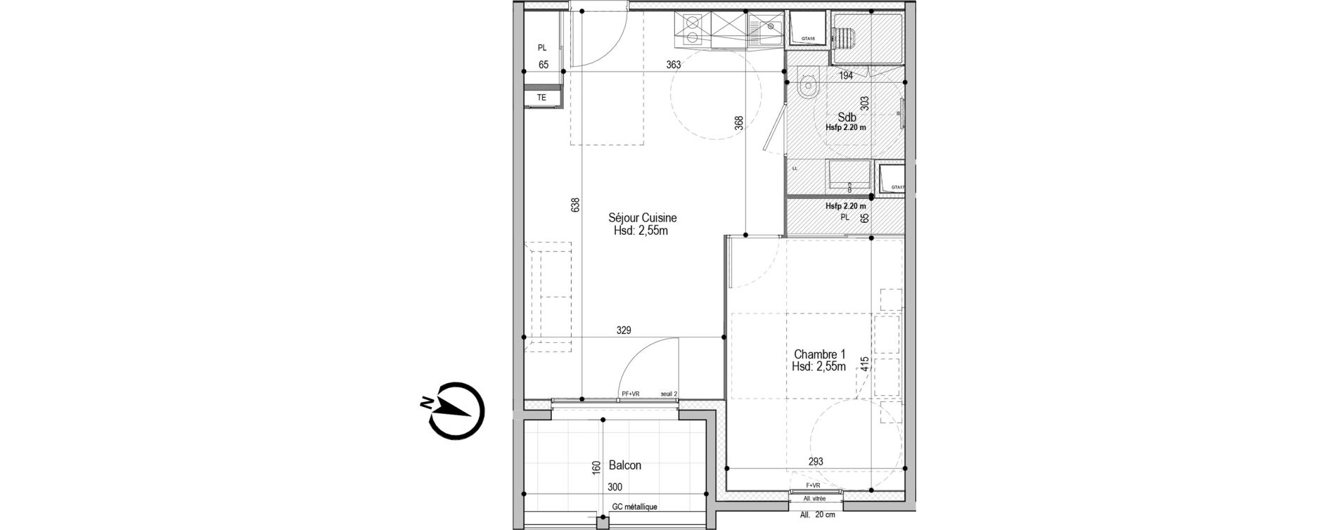 Appartement T2 meubl&eacute; de 42,88 m2 &agrave; D&eacute;cines-Charpieu Centre