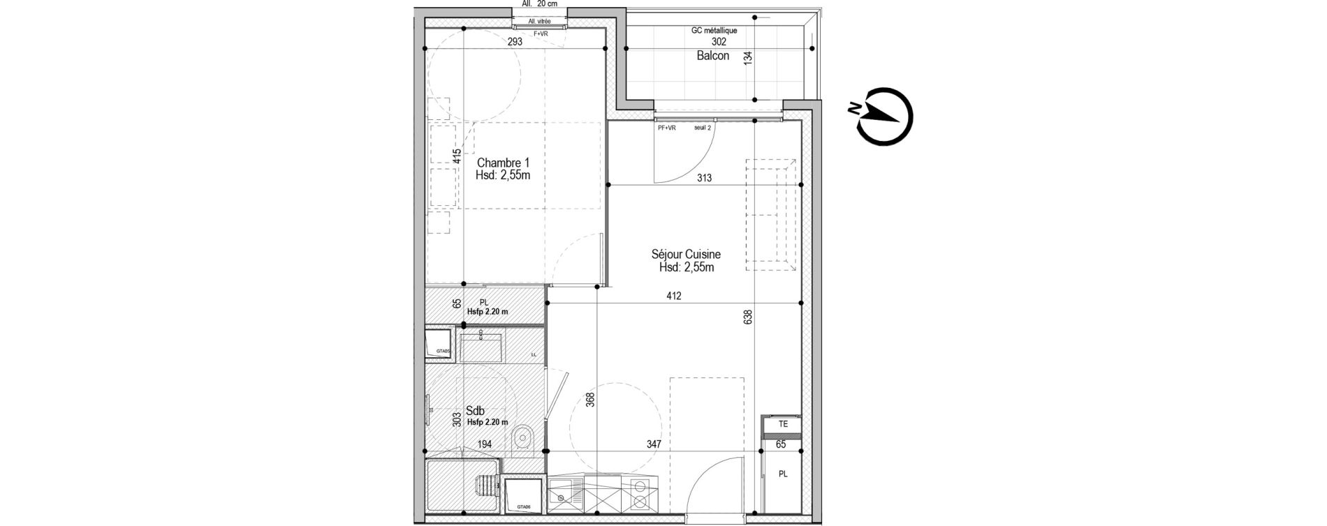 Appartement T2 meubl&eacute; de 41,86 m2 &agrave; D&eacute;cines-Charpieu Centre