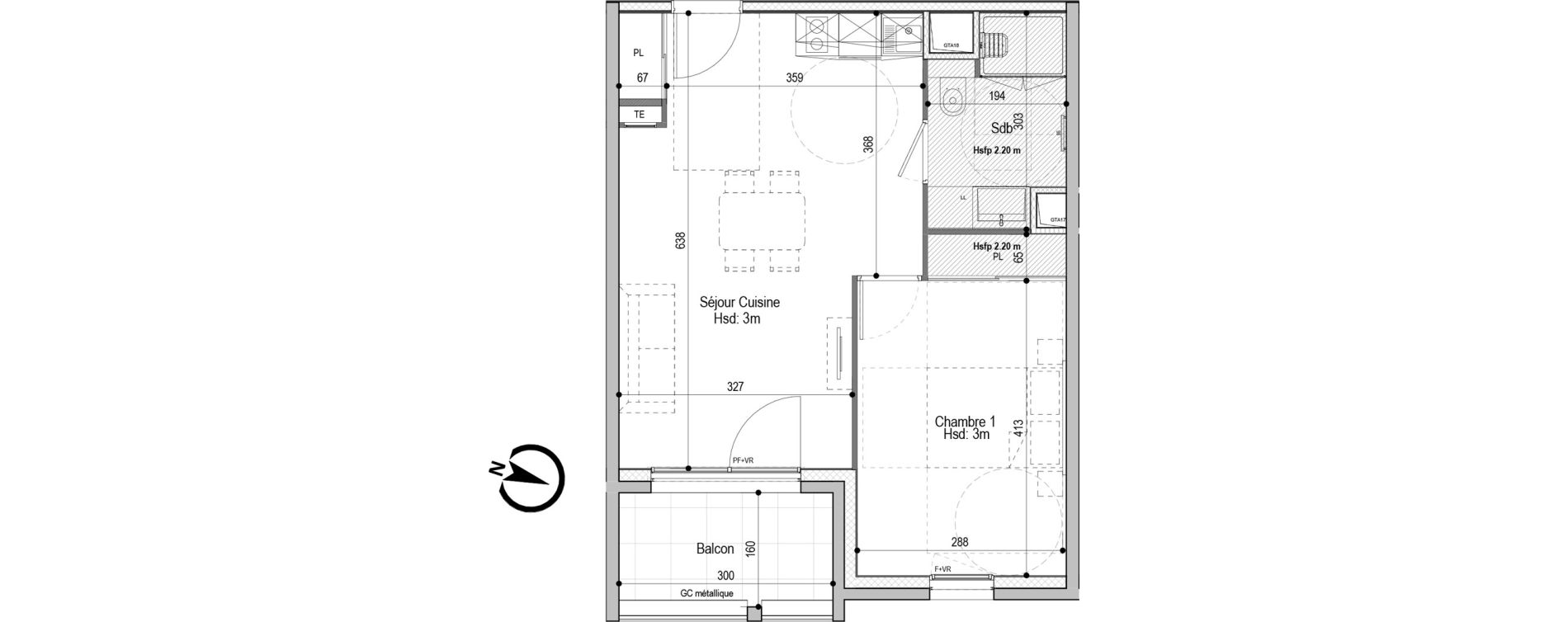 Appartement T2 meubl&eacute; de 42,68 m2 &agrave; D&eacute;cines-Charpieu Centre