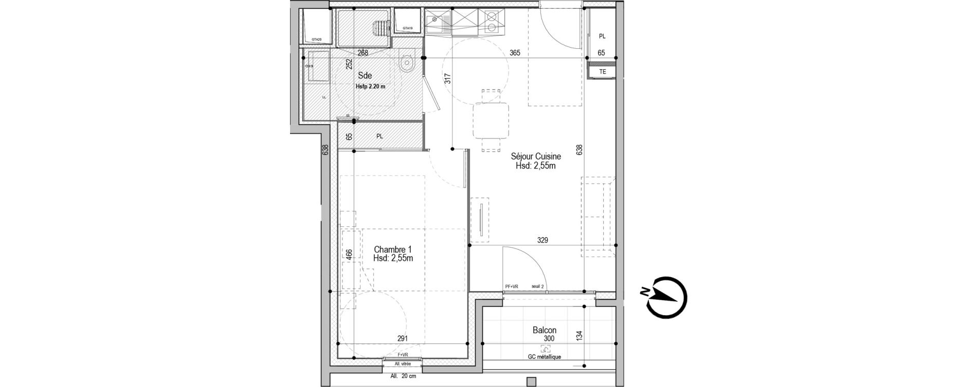 Appartement T2 meubl&eacute; de 44,33 m2 &agrave; D&eacute;cines-Charpieu Centre