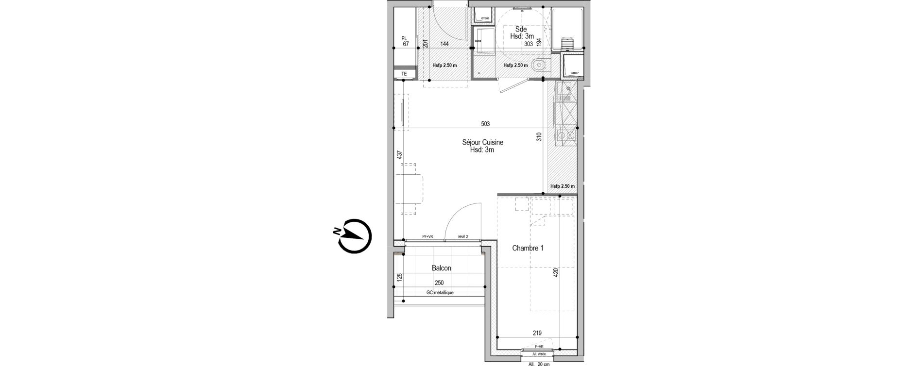 Appartement T1 meubl&eacute; de 37,45 m2 &agrave; D&eacute;cines-Charpieu Centre
