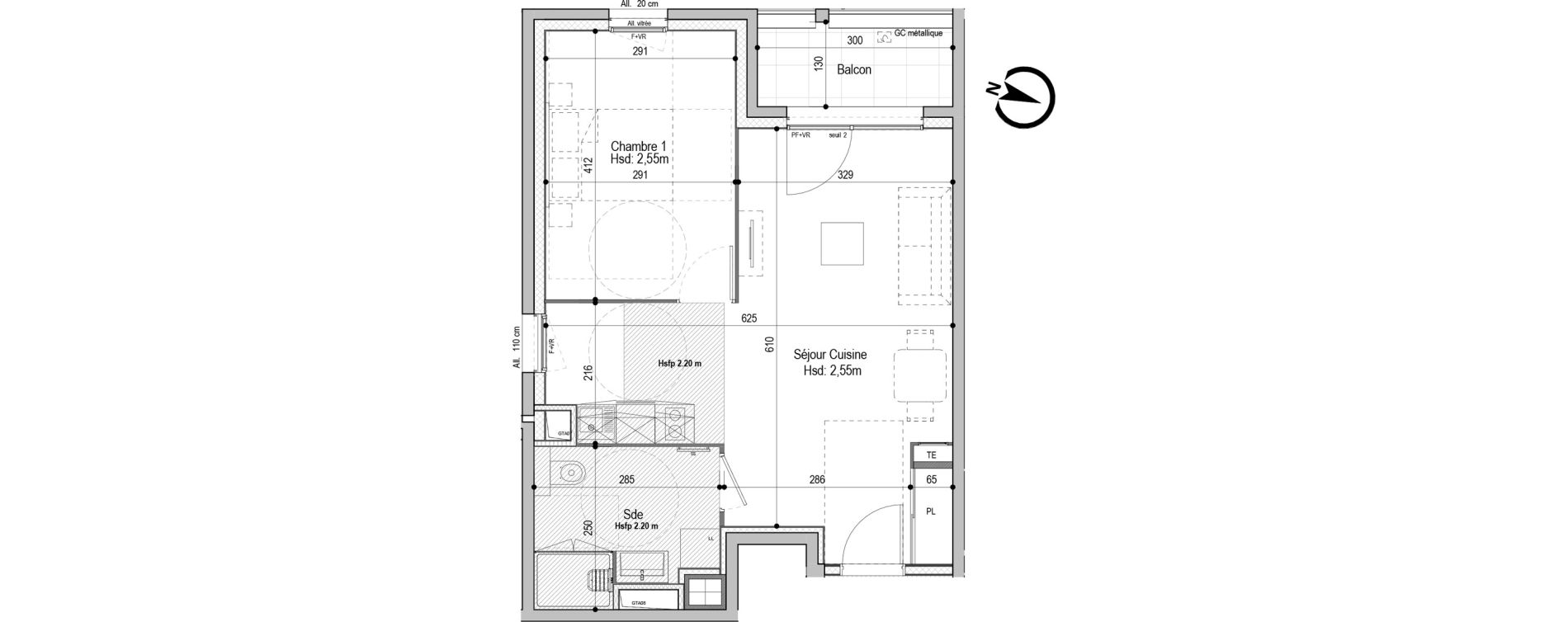 Appartement T2 meubl&eacute; de 45,62 m2 &agrave; D&eacute;cines-Charpieu Centre