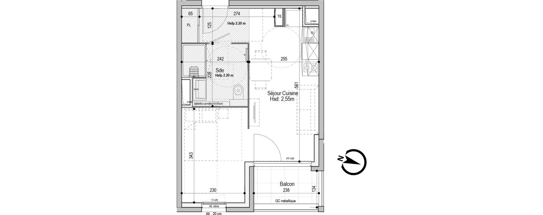 Appartement T1 meubl&eacute; de 29,91 m2 &agrave; D&eacute;cines-Charpieu Centre