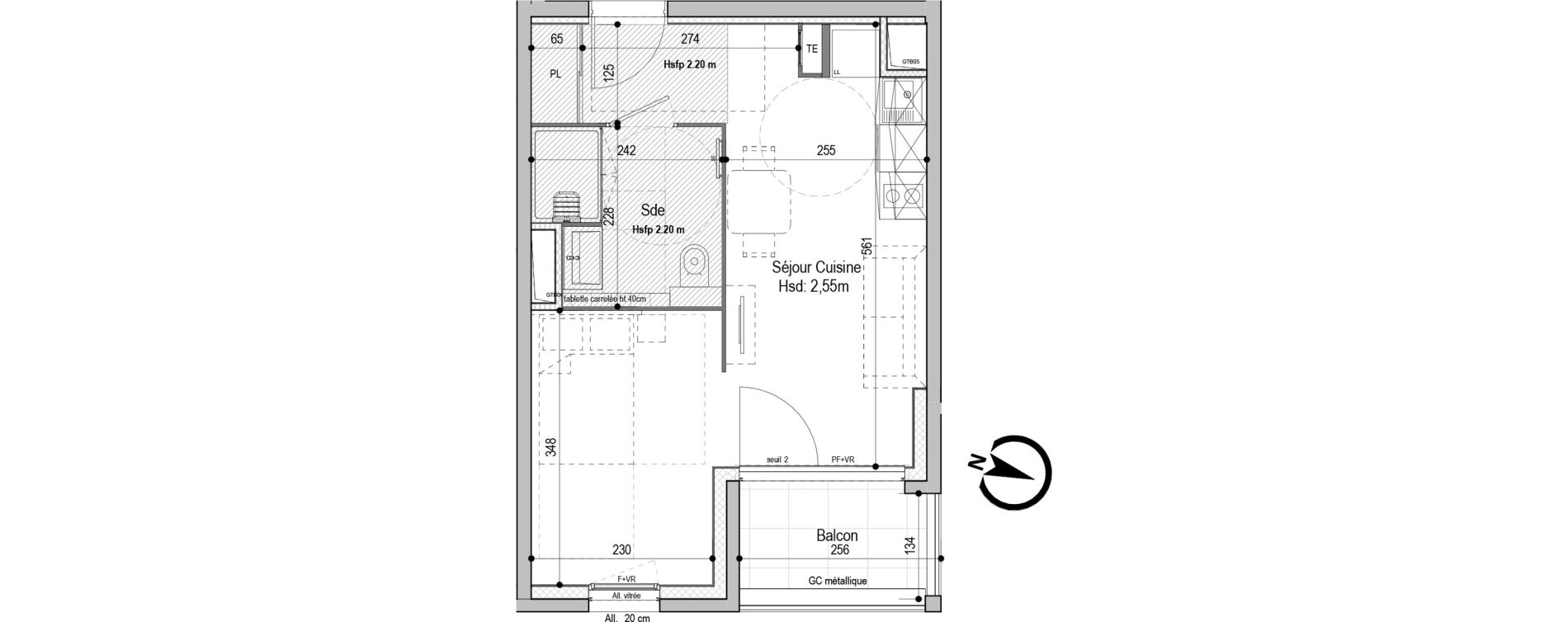 Appartement T1 meubl&eacute; de 29,91 m2 &agrave; D&eacute;cines-Charpieu Centre