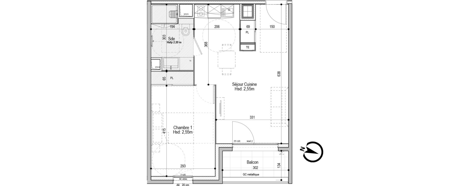 Appartement T2 meubl&eacute; de 42,37 m2 &agrave; D&eacute;cines-Charpieu Centre