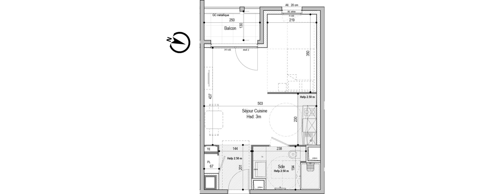 Appartement T1 bis meubl&eacute; de 33,67 m2 &agrave; D&eacute;cines-Charpieu Centre