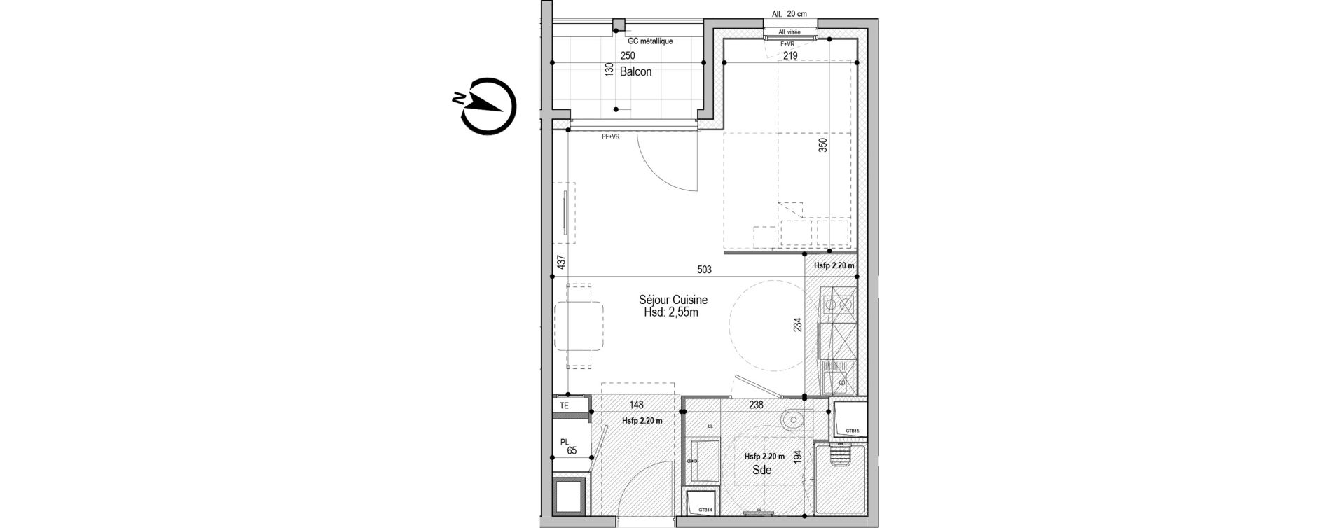 Appartement T1 bis meubl&eacute; de 33,84 m2 &agrave; D&eacute;cines-Charpieu Centre