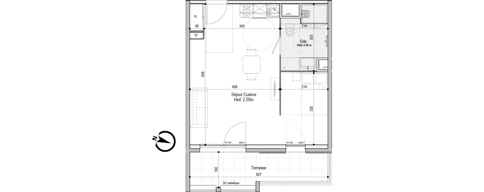 Appartement T1 meubl&eacute; de 38,46 m2 &agrave; D&eacute;cines-Charpieu Centre