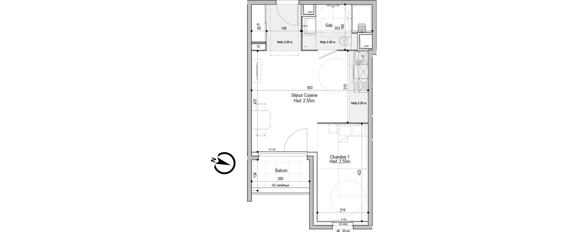 Appartement T1 meubl&eacute; de 37,58 m2 &agrave; D&eacute;cines-Charpieu Centre