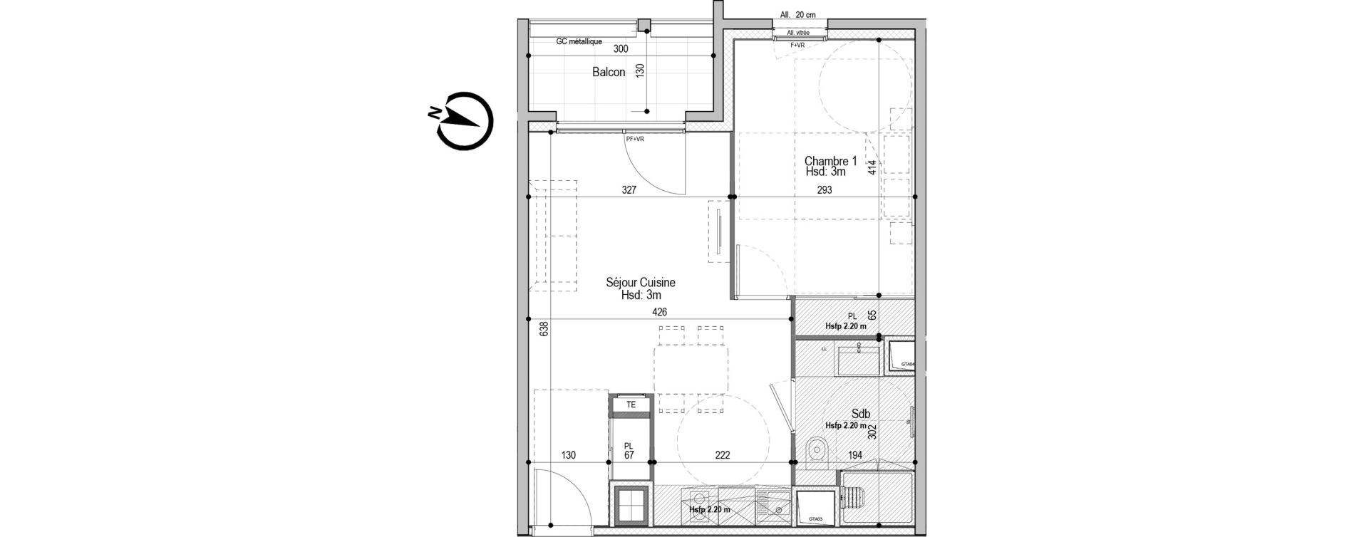 Appartement T2 meubl&eacute; de 42,03 m2 &agrave; D&eacute;cines-Charpieu Centre