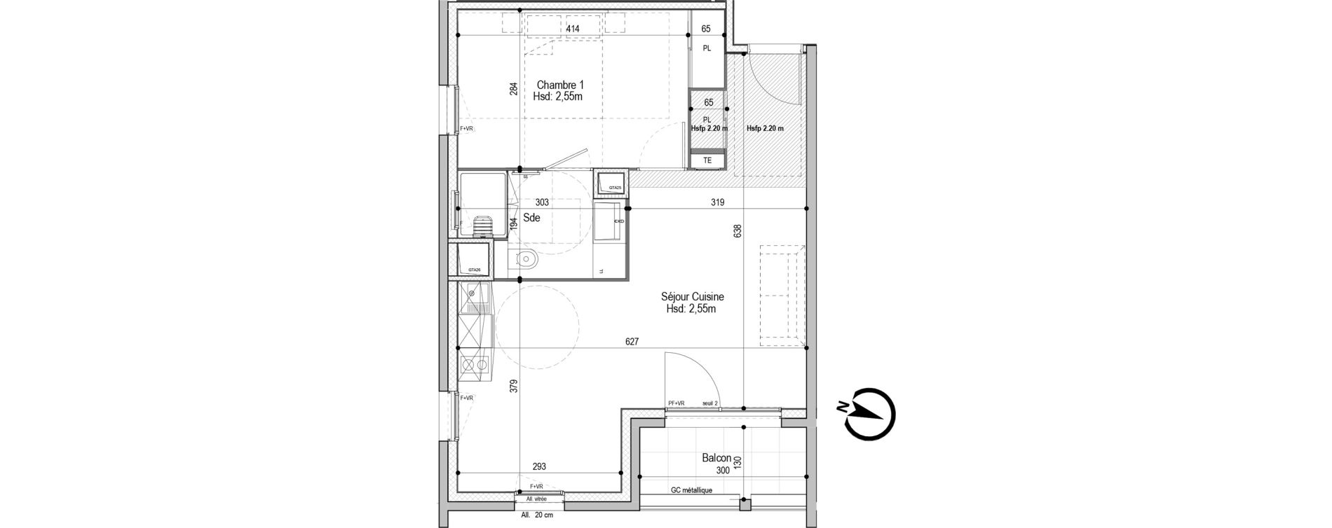 Appartement T2 meubl&eacute; de 46,53 m2 &agrave; D&eacute;cines-Charpieu Centre