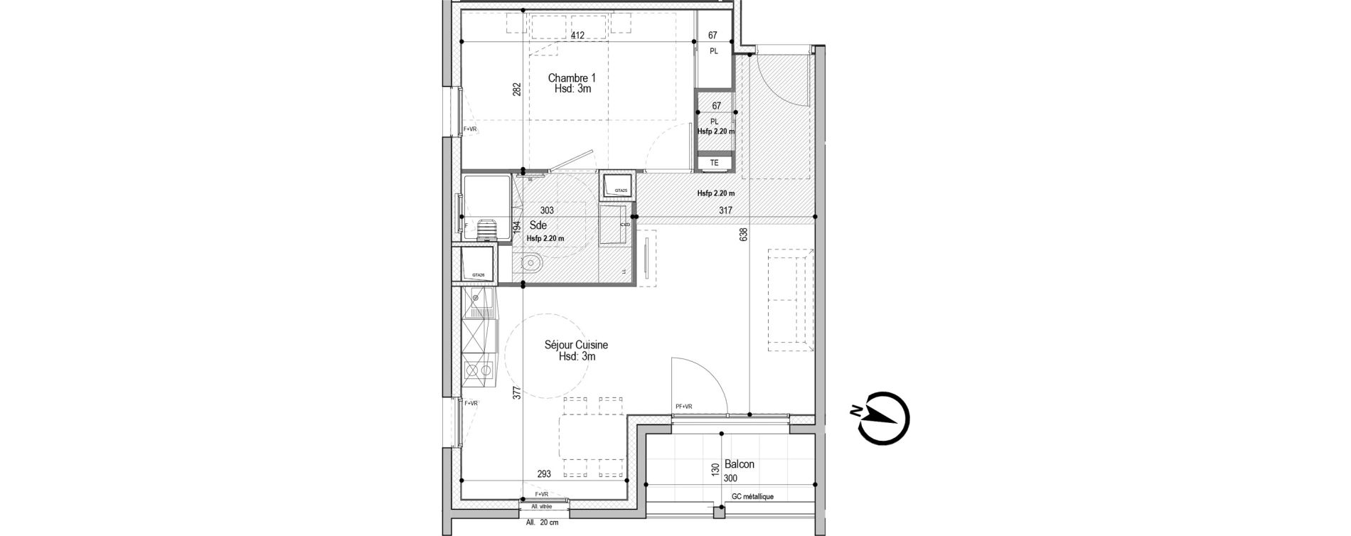 Appartement T2 meubl&eacute; de 46,28 m2 &agrave; D&eacute;cines-Charpieu Centre