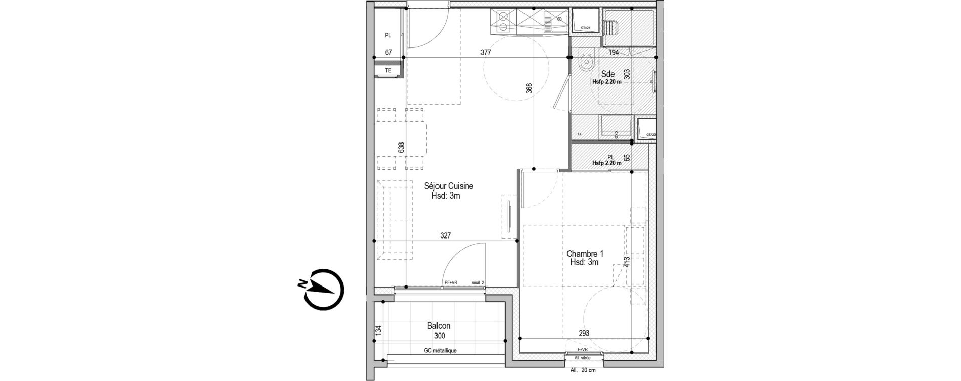 Appartement T2 meubl&eacute; de 43,23 m2 &agrave; D&eacute;cines-Charpieu Centre