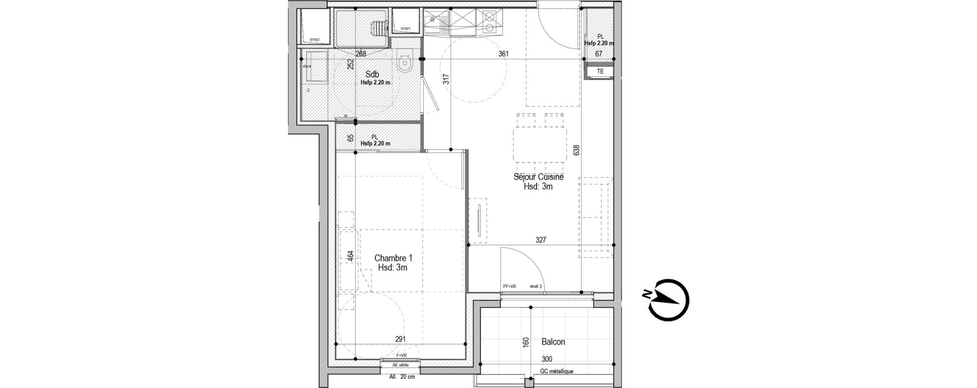 Appartement T2 meubl&eacute; de 44,13 m2 &agrave; D&eacute;cines-Charpieu Centre