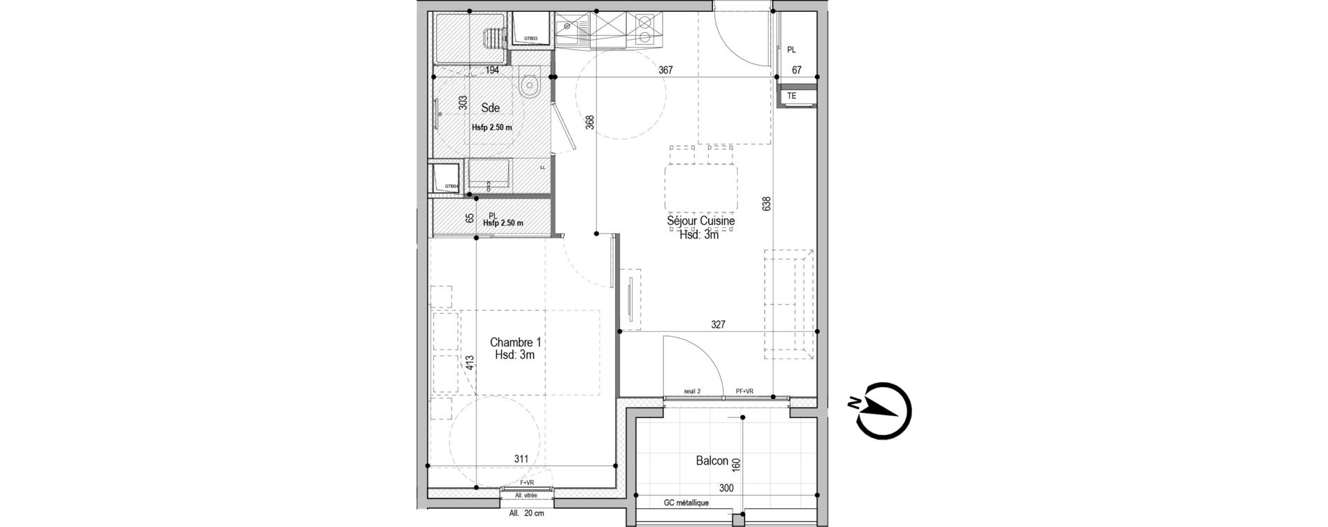 Appartement T2 meubl&eacute; de 43,72 m2 &agrave; D&eacute;cines-Charpieu Centre