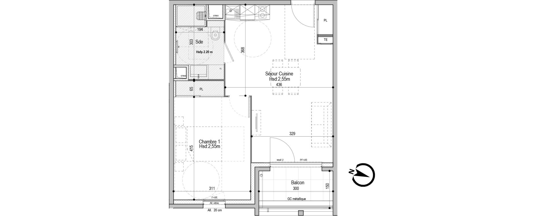 Appartement T2 meubl&eacute; de 43,92 m2 &agrave; D&eacute;cines-Charpieu Centre