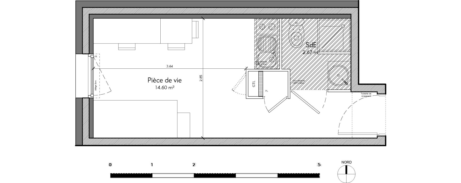 Appartement T1 de 17,27 m2 &agrave; &Eacute;cully Centre
