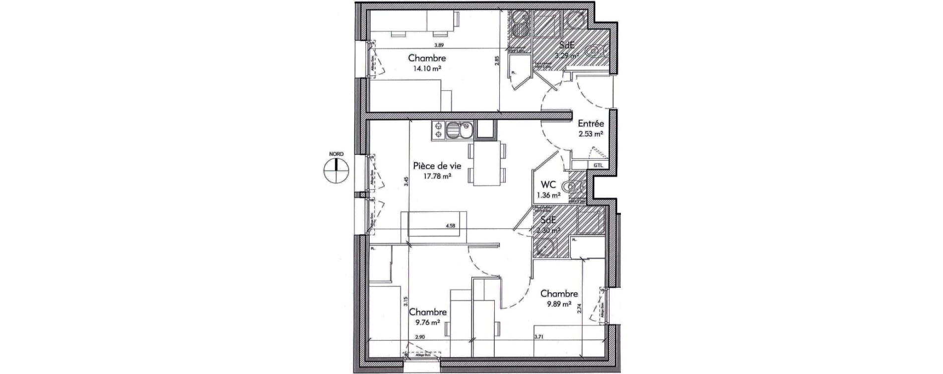 Appartement T4 de 61,01 m2 &agrave; &Eacute;cully Centre