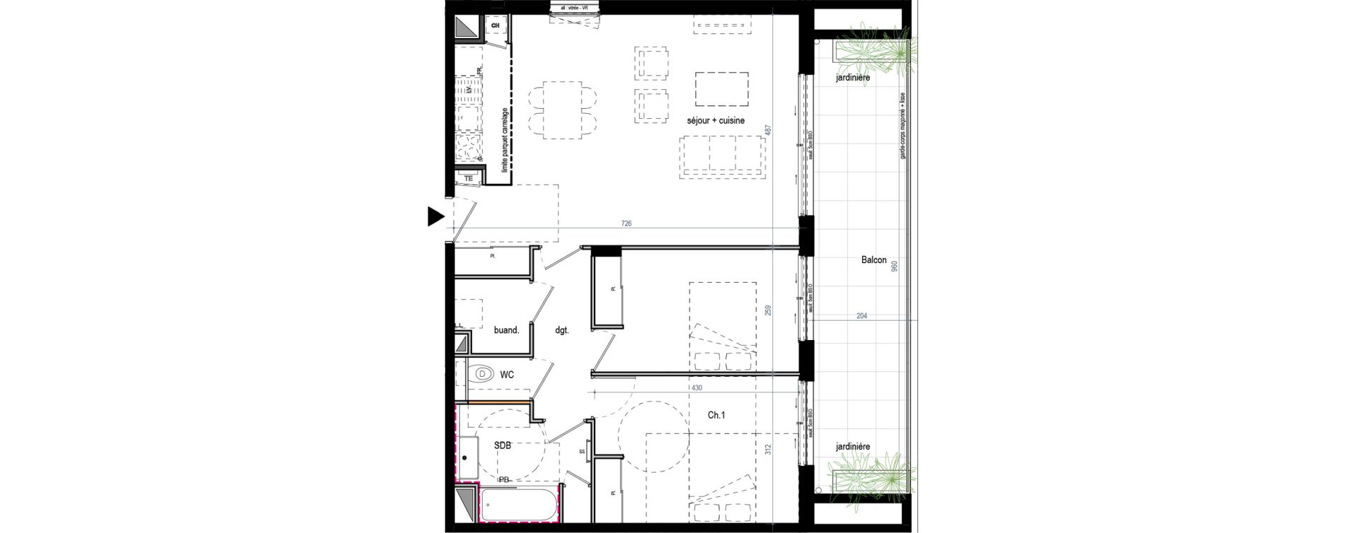 Appartement T3 de 74,18 m2 &agrave; &Eacute;cully Centre