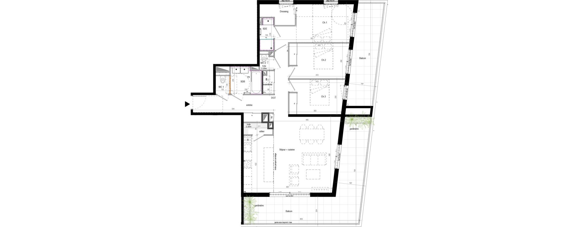 Appartement T4 de 99,73 m2 &agrave; &Eacute;cully Centre