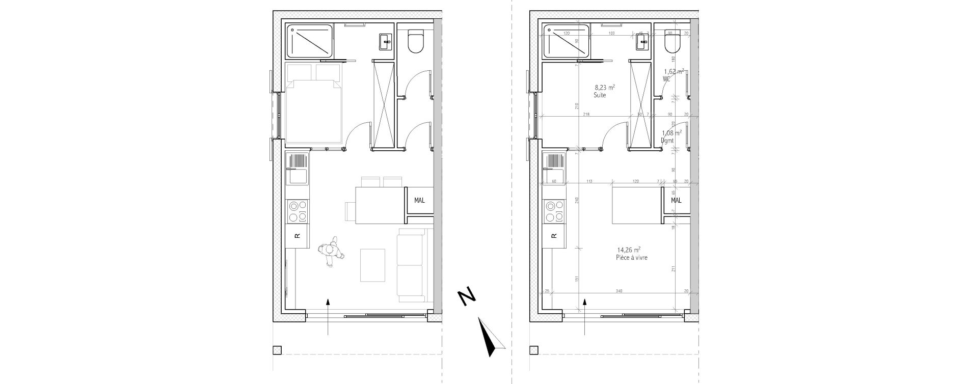 Appartement T1 bis de 25,19 m2 &agrave; &Eacute;cully Centre