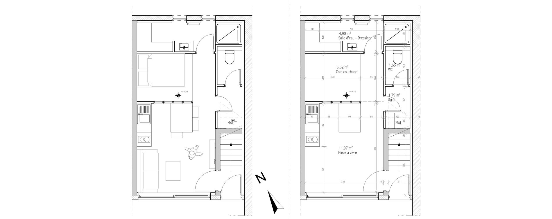 Appartement T1 bis de 26,83 m2 &agrave; &Eacute;cully Centre