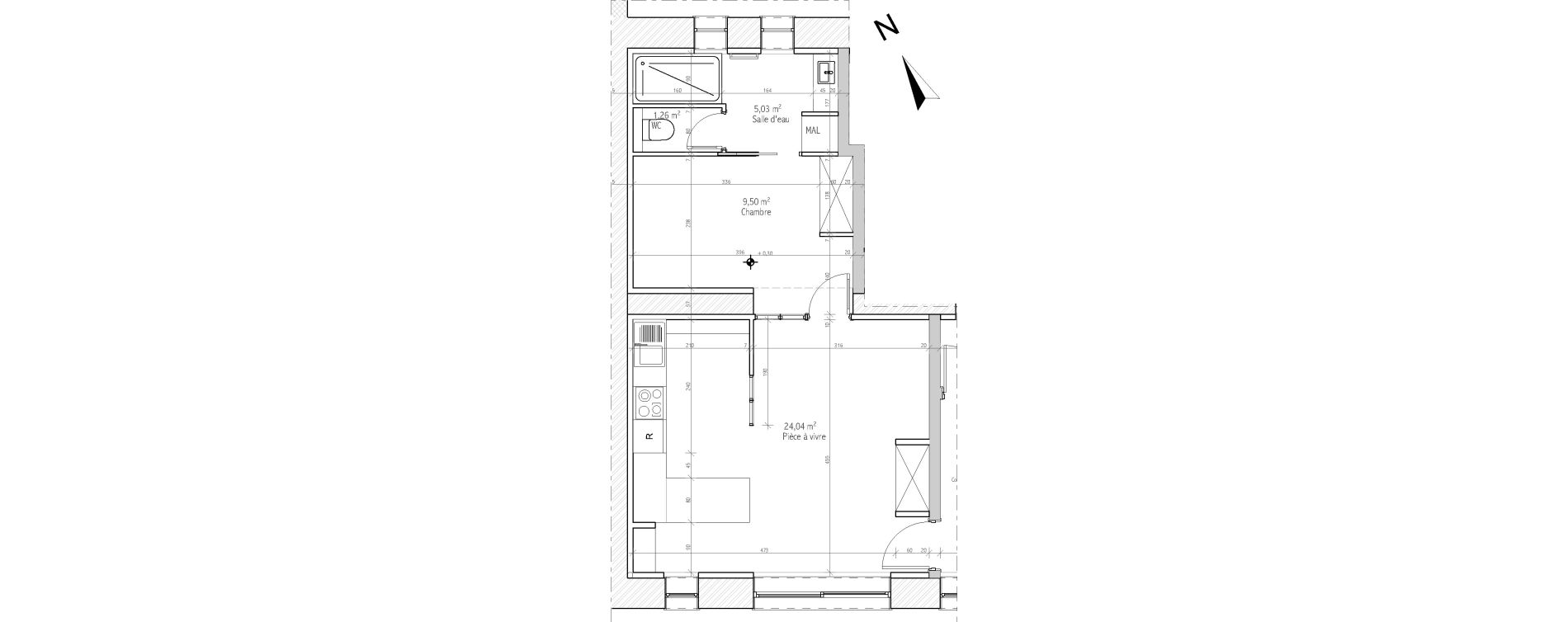 Appartement T2 de 39,83 m2 &agrave; &Eacute;cully Centre