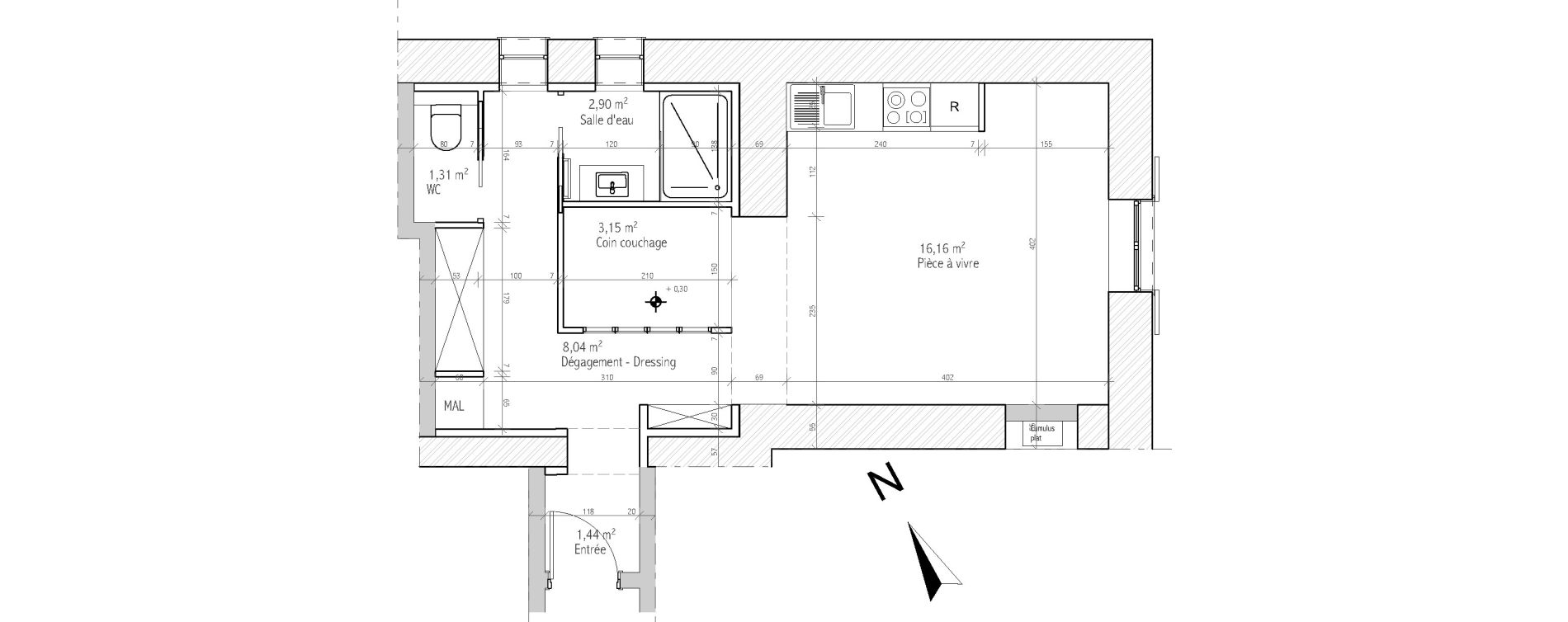 Appartement T1 bis de 33,00 m2 &agrave; &Eacute;cully Centre