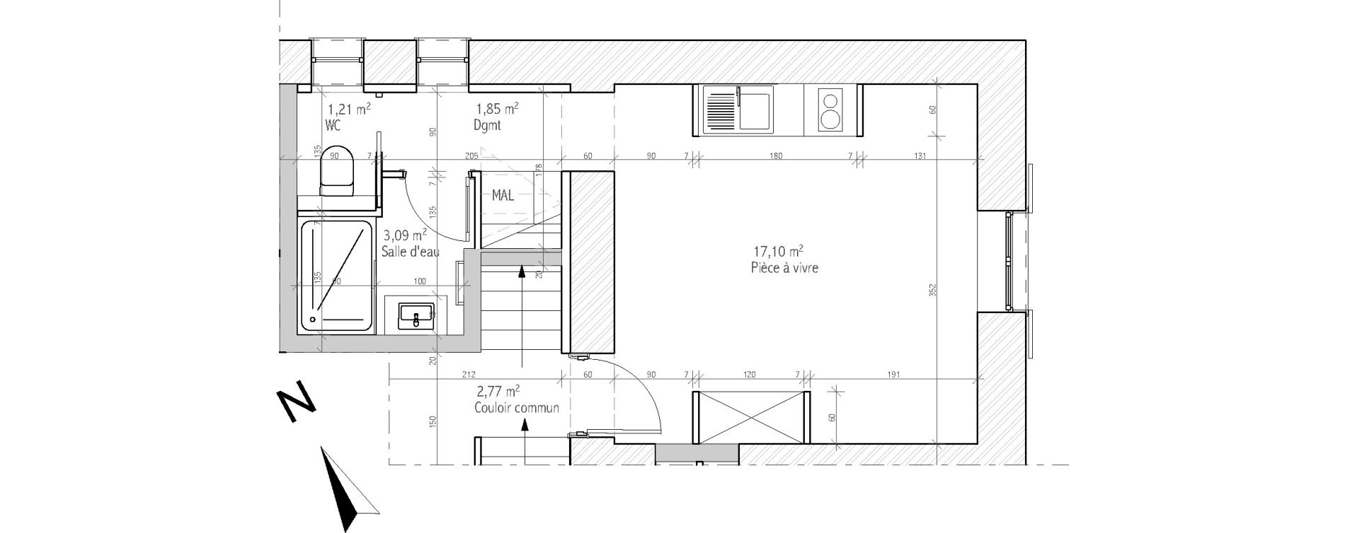 Appartement T1 de 23,25 m2 &agrave; &Eacute;cully Centre