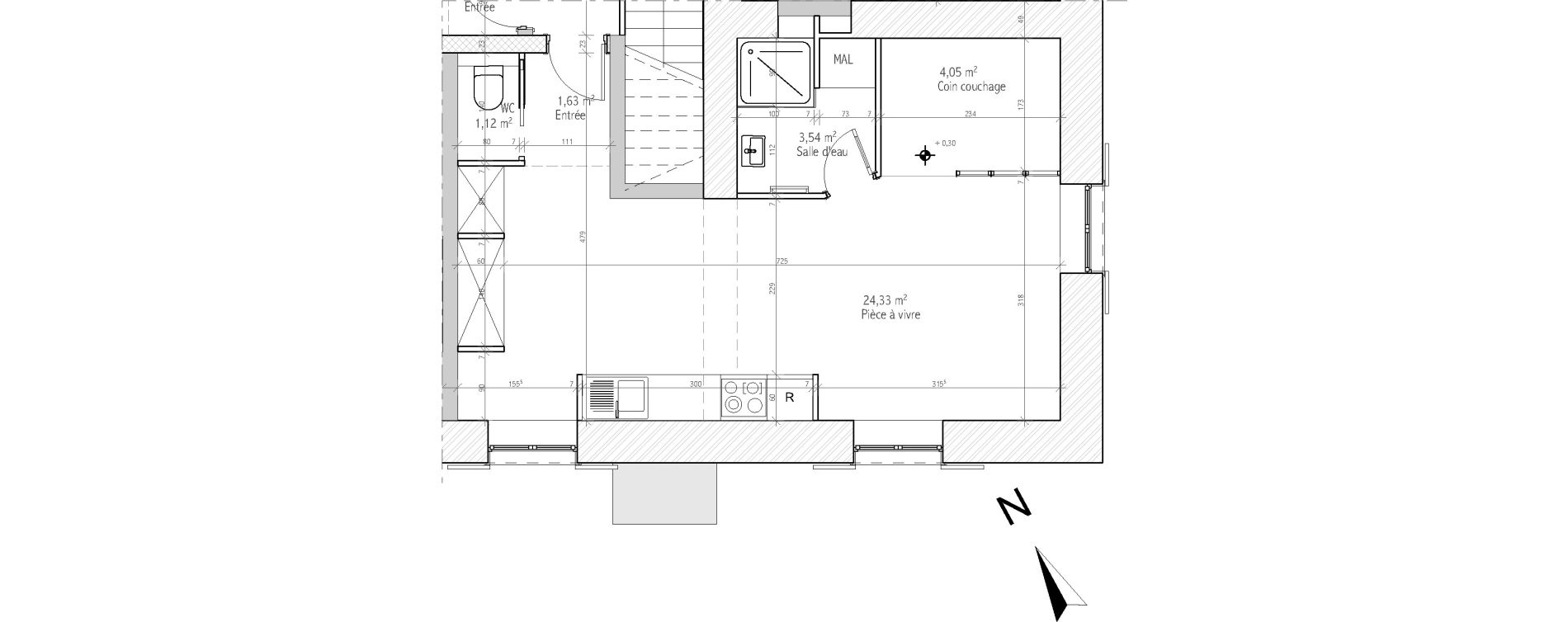 Appartement T2 de 34,67 m2 &agrave; &Eacute;cully Centre