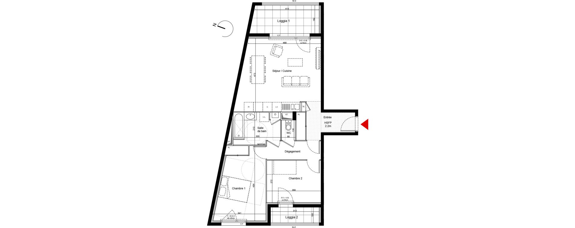 Appartement T3 de 65,10 m2 &agrave; &Eacute;cully Vianney