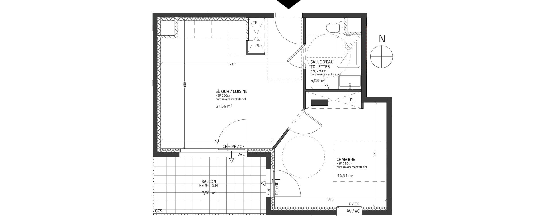 Appartement T2 de 40,45 m2 &agrave; &Eacute;cully Vianney