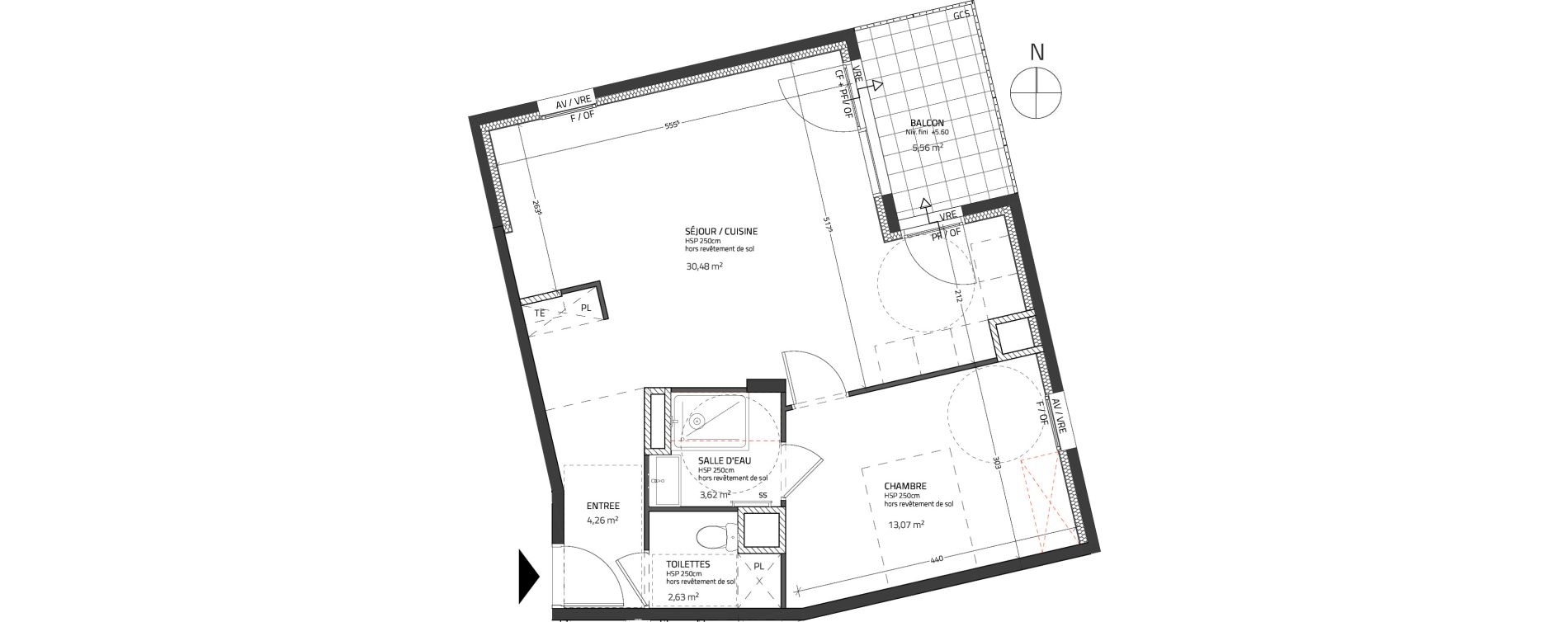 Appartement T2 de 54,06 m2 &agrave; &Eacute;cully Vianney