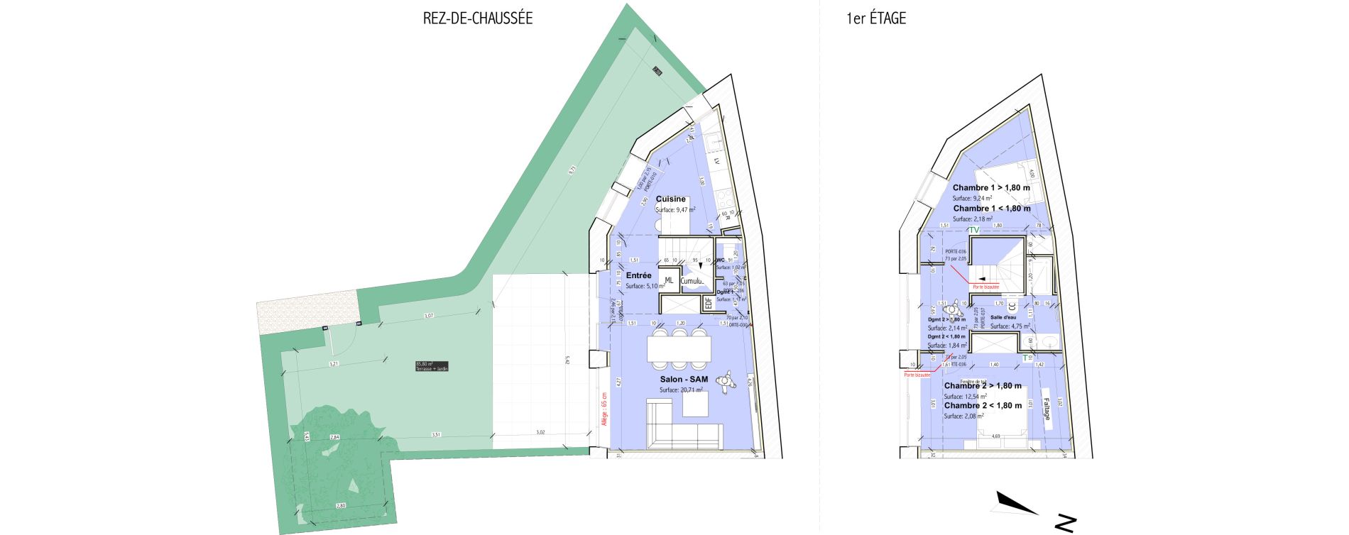 Duplex T3 de 66,10 m2 &agrave; &Eacute;cully Le p&eacute;rollier