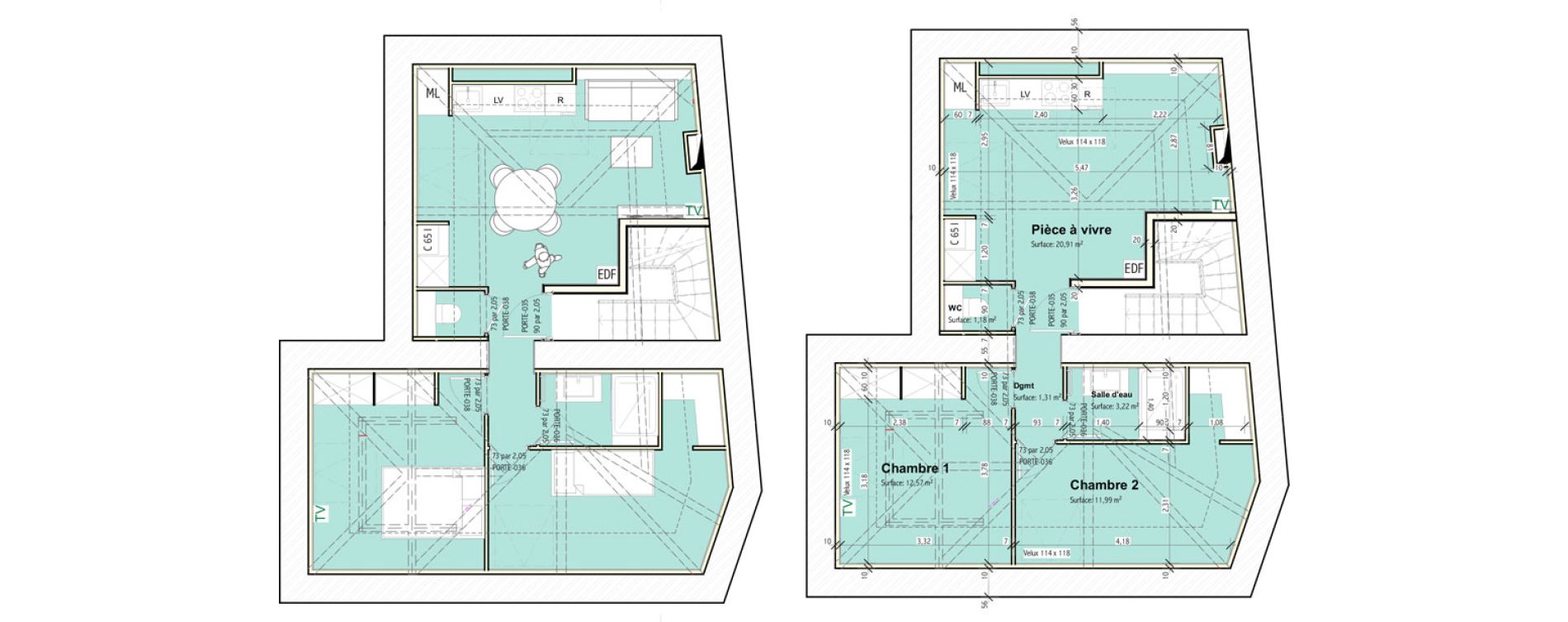 Appartement T2 bis de 34,14 m2 à Écully Le pérollier
