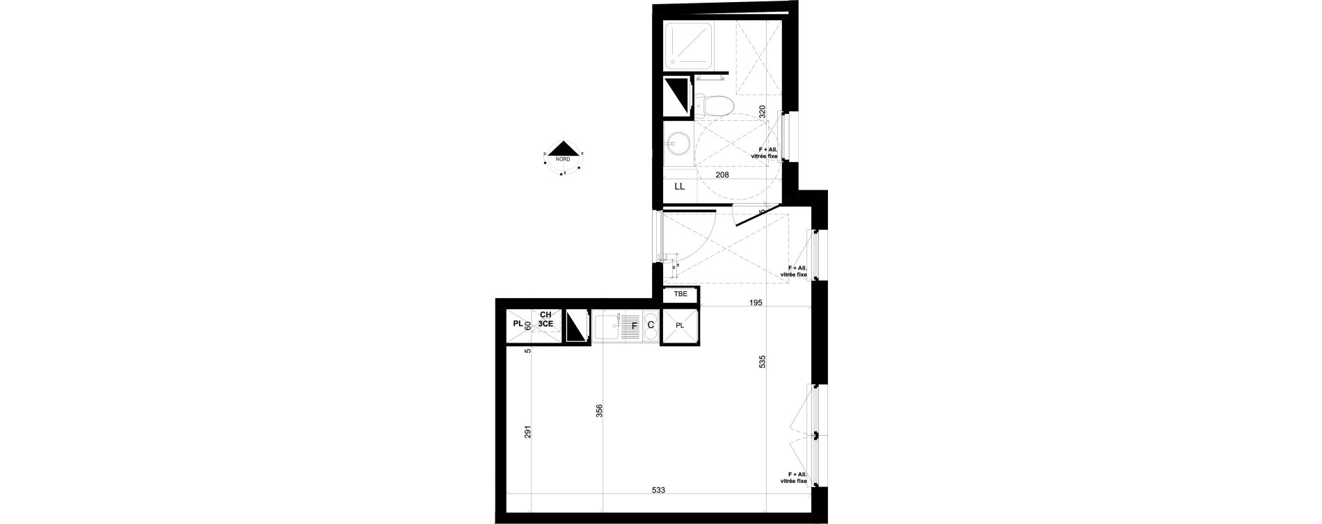Appartement T1 de 29,18 m2 &agrave; Feyzin Centre