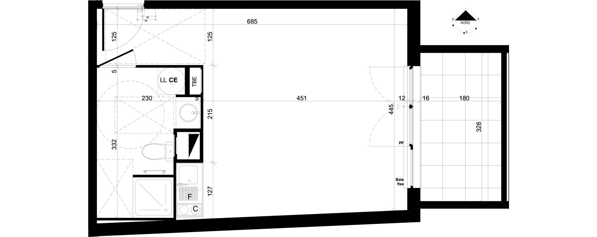 Appartement T1 de 30,60 m2 &agrave; Feyzin Centre