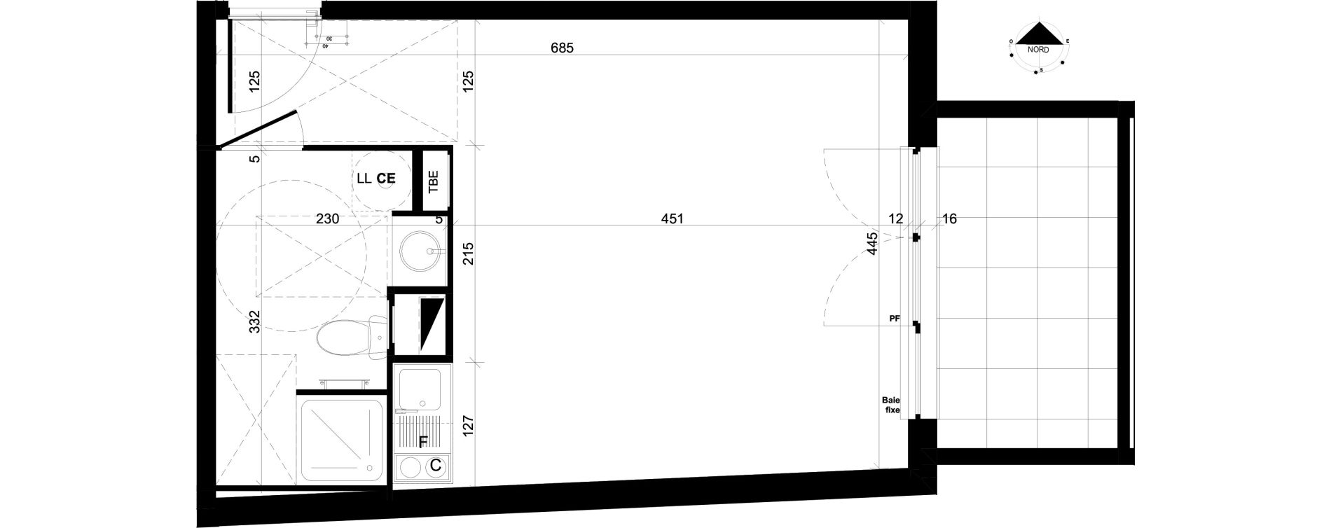 Appartement T1 de 30,60 m2 &agrave; Feyzin Centre