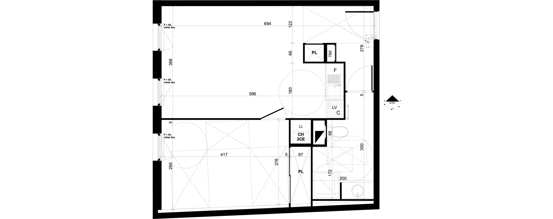Appartement T2 de 43,16 m2 &agrave; Feyzin Centre