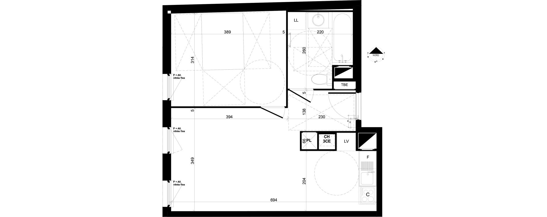 Appartement T2 de 42,13 m2 &agrave; Feyzin Centre