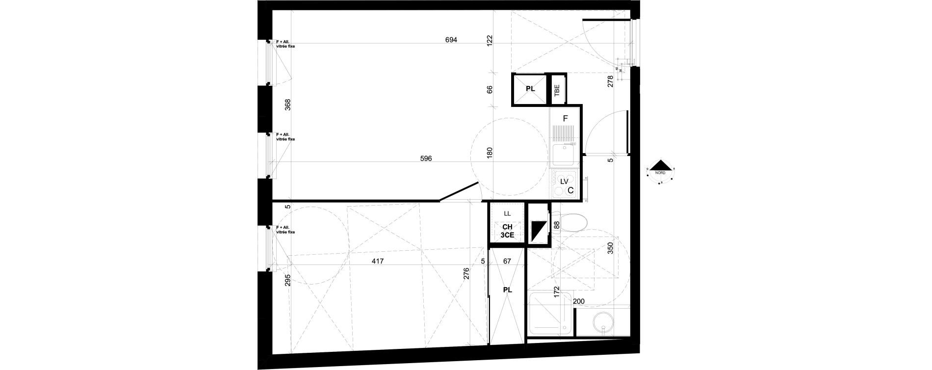 Appartement T2 de 43,16 m2 &agrave; Feyzin Centre